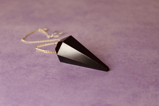 Black Obsidian Gemstone Pendulum with Chain