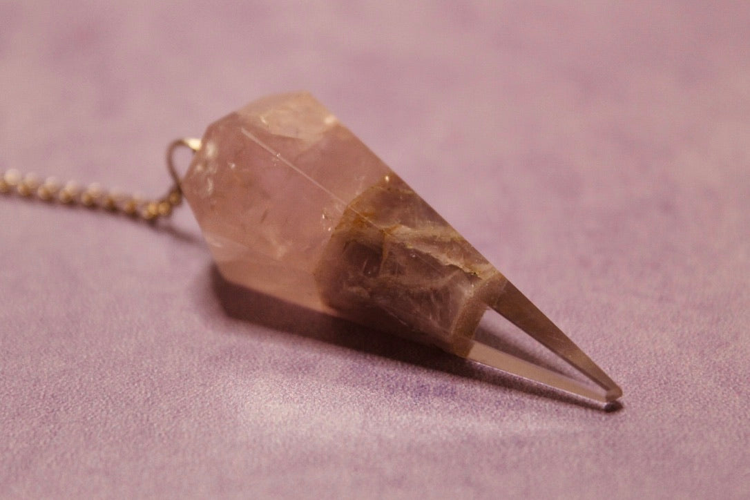 Amethyst Crystal Rose Gemstone Pendulum w/ Chain