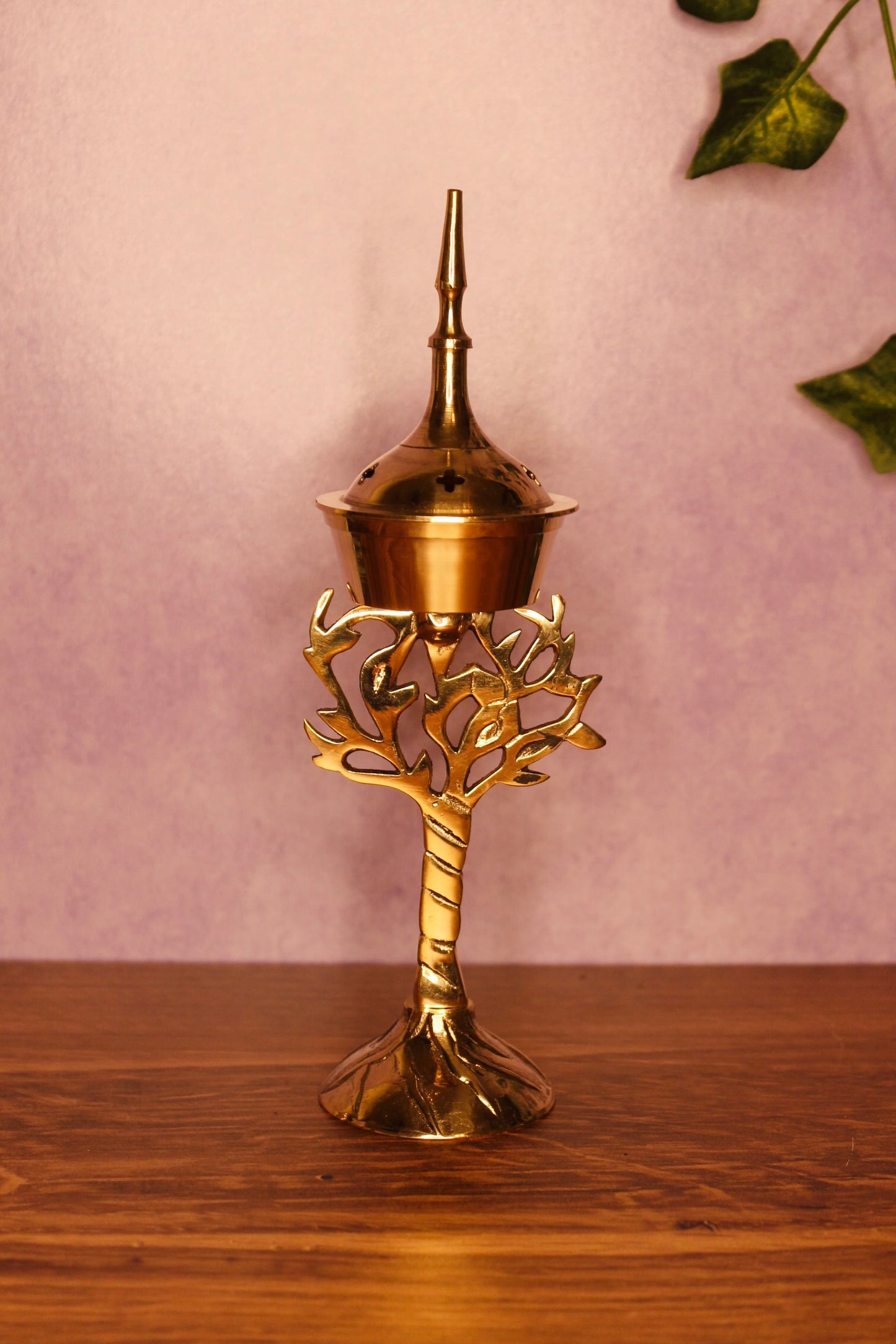 Brass Tree of Life Cone Burner (7.5” High)
